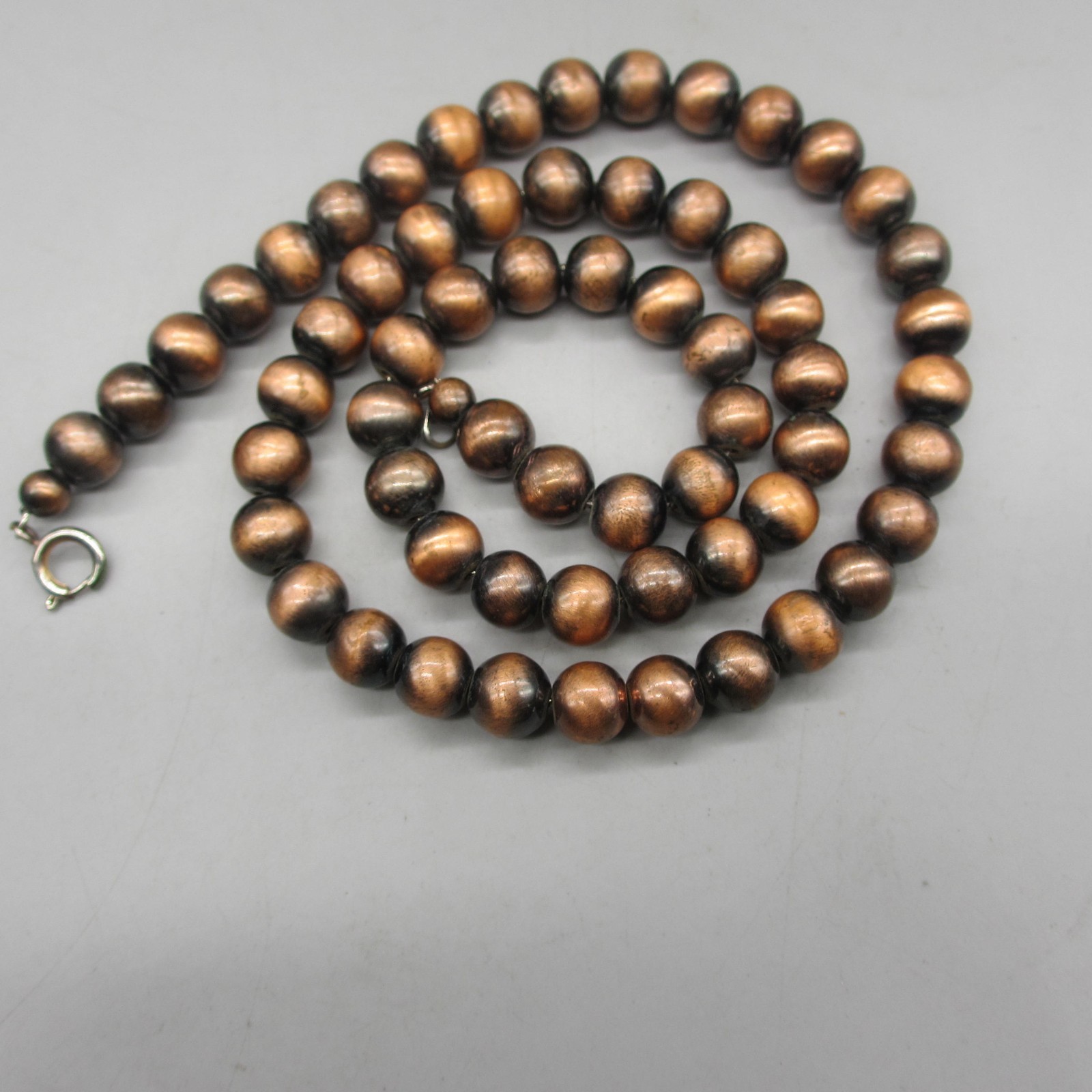 Vintage Beaded Necklace Copper Tone Ombre Metallic Look 23 Inch