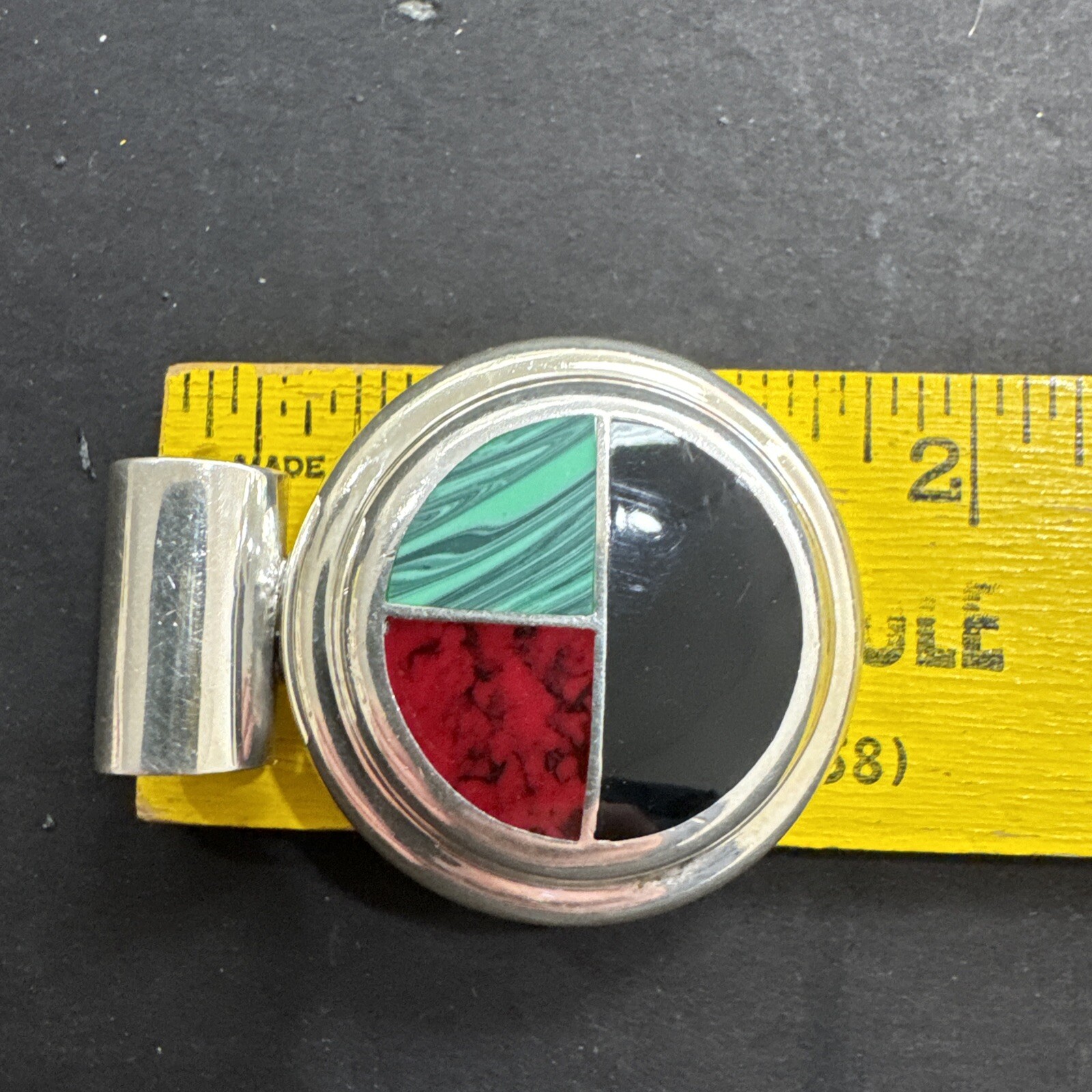 Sterling Silver 925 Multi stone Inlay Pendant 23.5 Grams Free Shipping