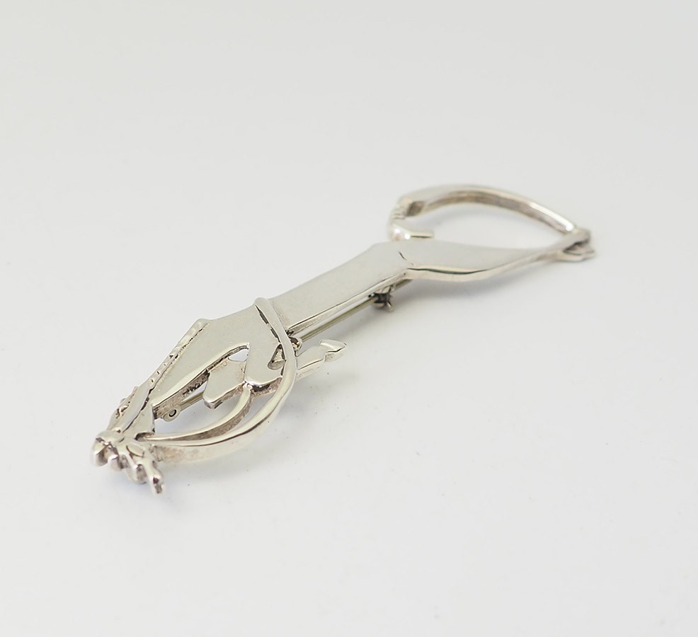 Vintage mid century modern sterling silver sprinting horse equestrian pin brooch