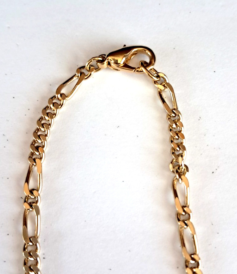 Vintage Mens Goldtone Figaro Bracelet 8 1/2″