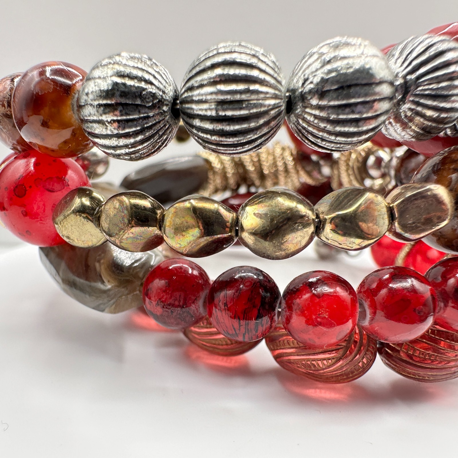Vintage 90s Boho Multi-Strand Wrap Stretch Bracelet Beaded Women’s Jewelry Boho