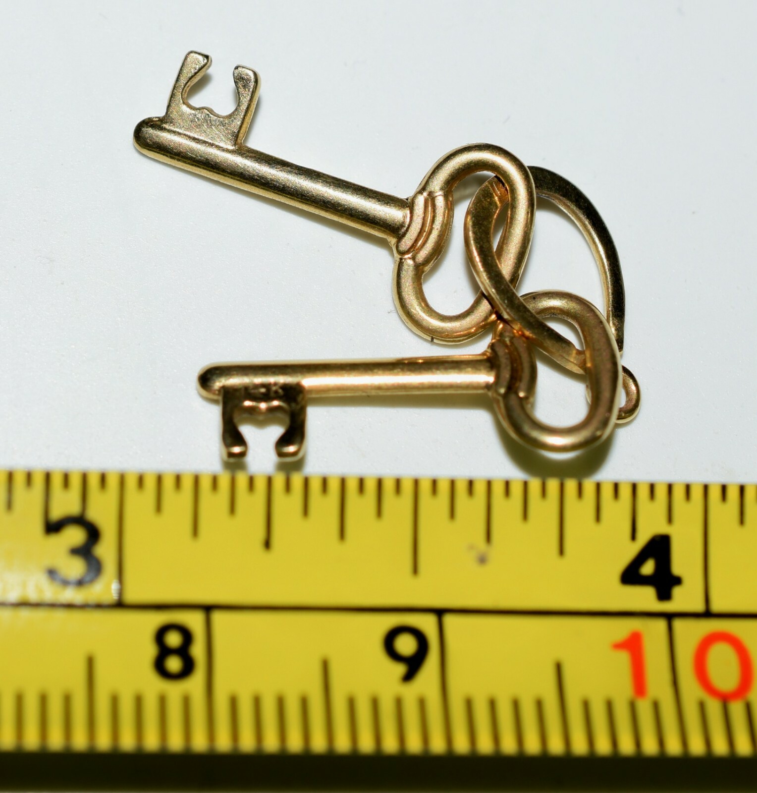Vintage 14K Gold Keys Charm Movable Art Deco 1930s-1950s