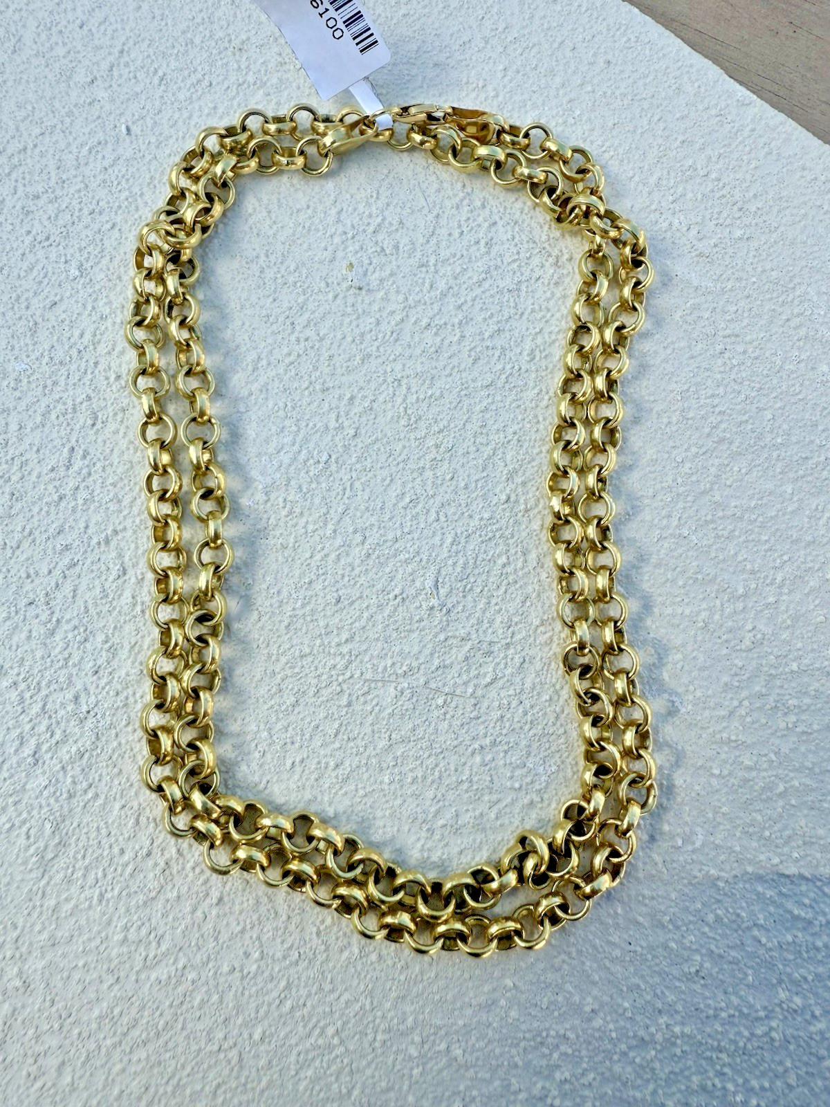 Men’s 18K Yellow Gold Double Link Chain Necklace 750 Heavy 24” Rolo Chain