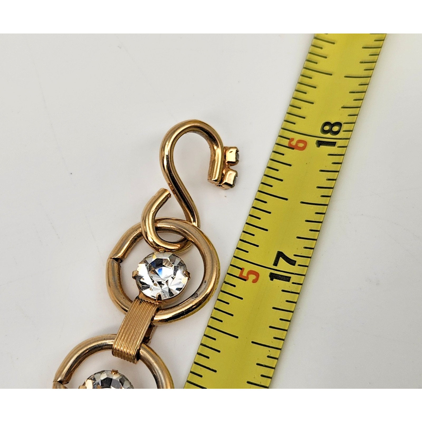Vintage Statement Gold Circle Link Rhinestone Bib Festoon Collar Necklace