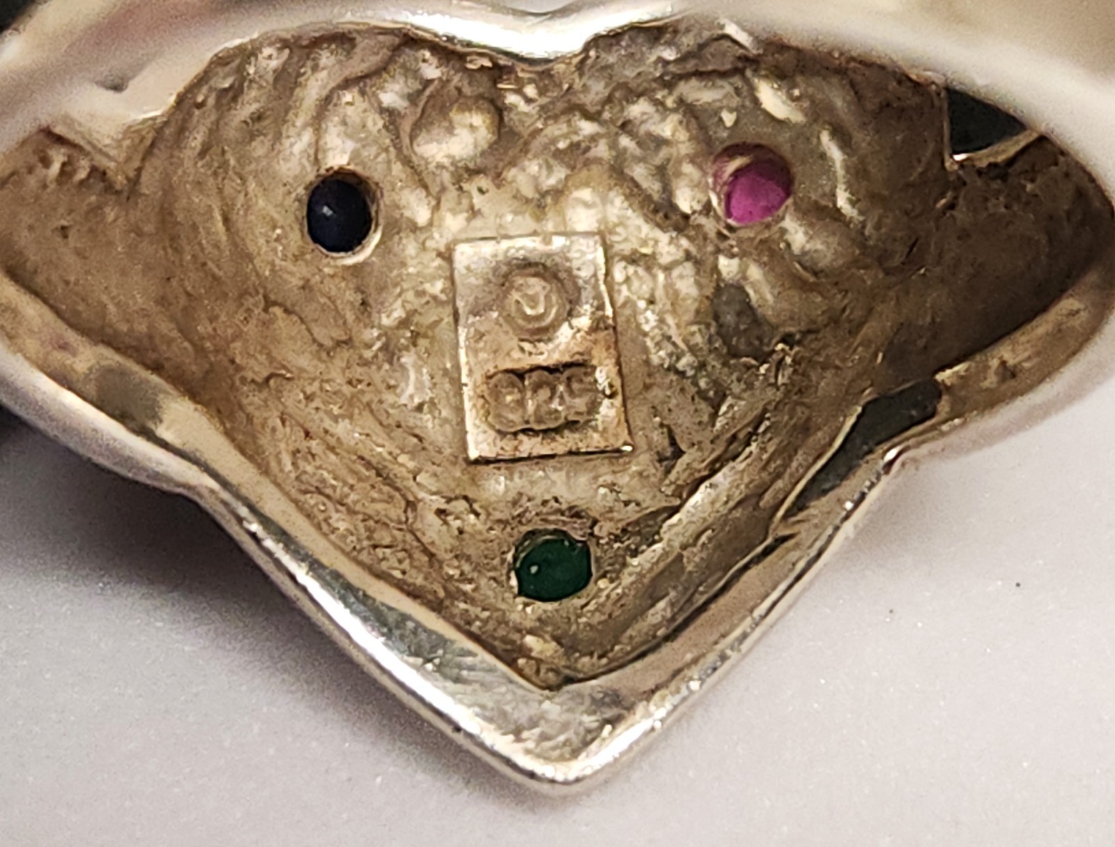 Sterling Silver Puffy Heart Star Set Genuine Ruby Sapphire Emerald Ring 6.5
