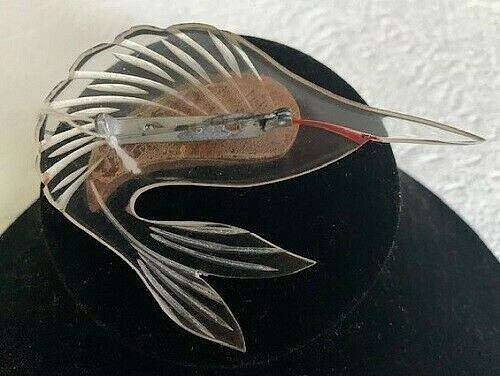 VINTAGE 1950’S LUCITE AND WOOD SWORDFISH BROOCH