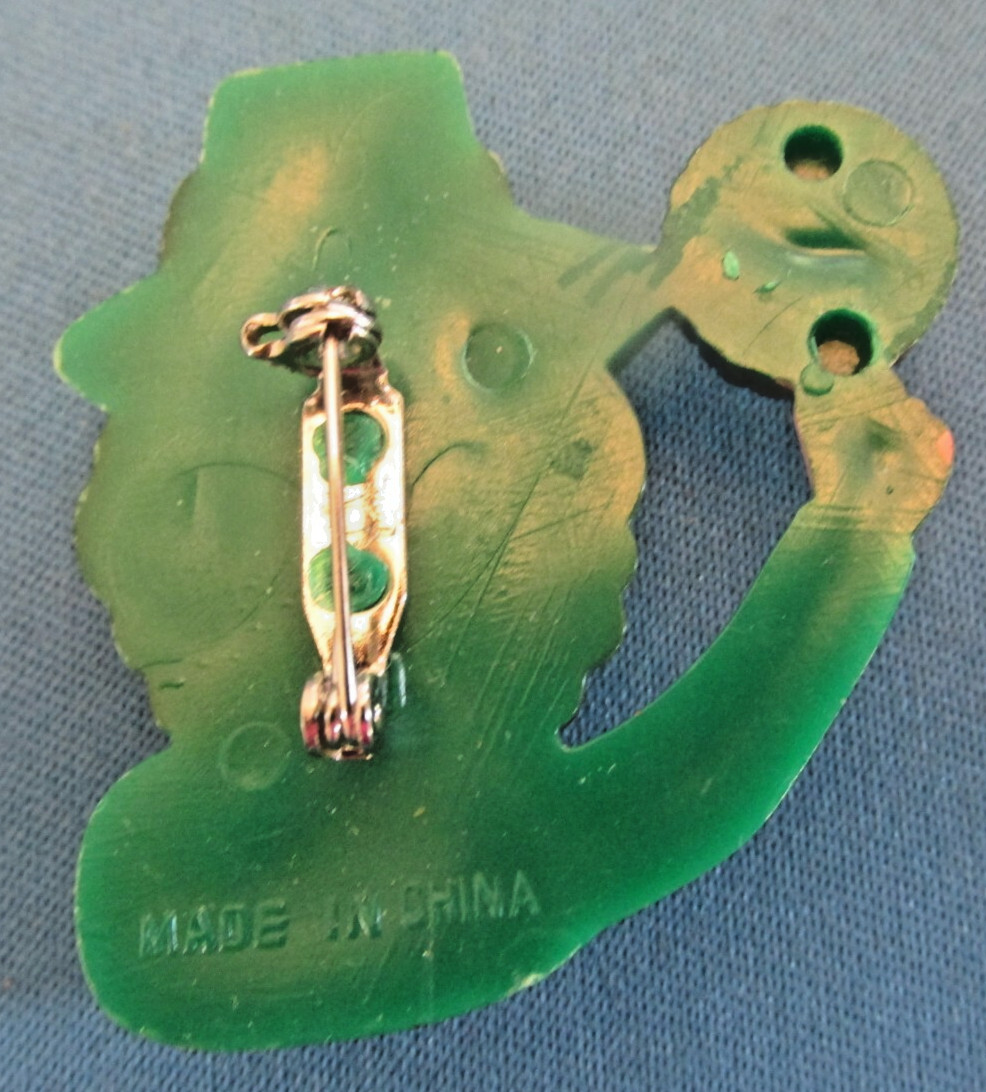 VTG Lucky Leprechaun Figure Brooch St Patrick’s Day Costume Jewelry