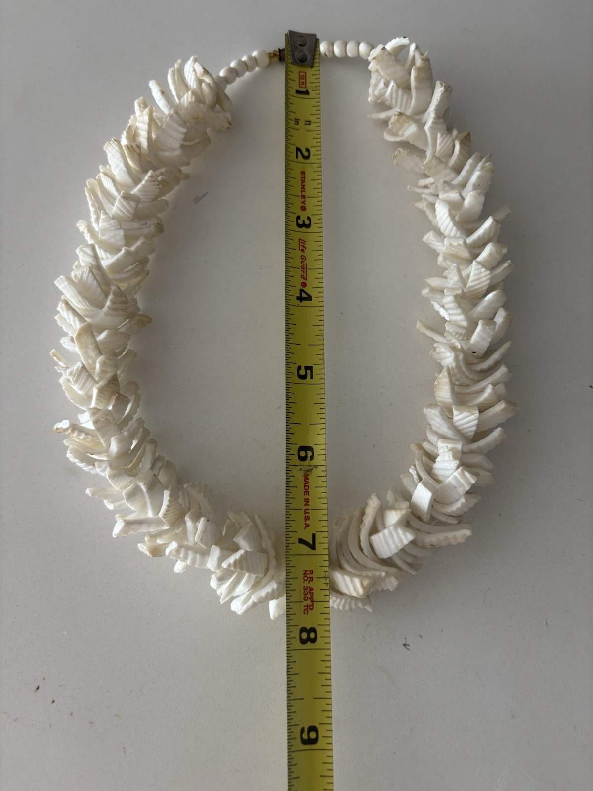 Vintage Carved Shell Statement Necklace White Coastal Resort Artisan Collar