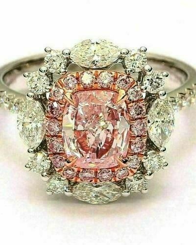 Art Deco 3.30Ct Pink Sapphire Antique Vintage Wedding Ring 14K White Gold Finish