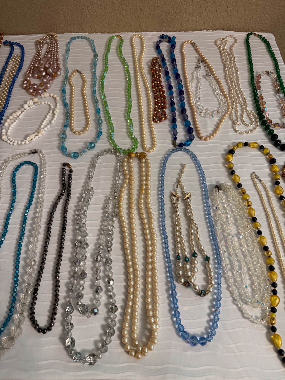 Vintage Jewelry Lot -30 Glass, Crystal, Beaded Strand Necklaces -Ready to Wear