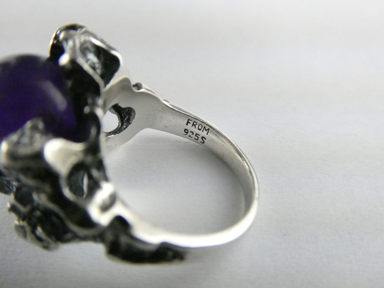 Neils Erik NE From Denmark Sterling Silver Amethyst Modernist Ring Size 3.75 6g