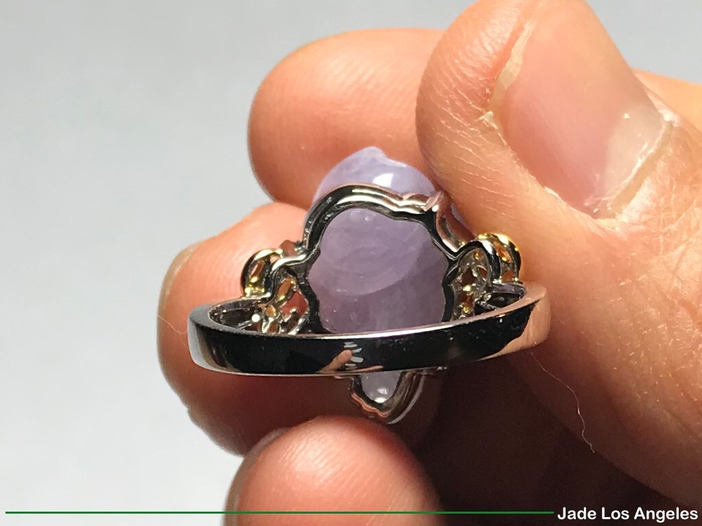 Toad Lavender Jadeite Jade 18K White/Yellow Gold Diamond Ring Size:6.25 – 6.5
