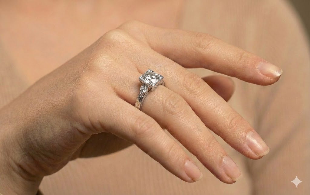 1.53ct.Platinum filigree Engagement Ring Round Natural Diamond circ 1930’s