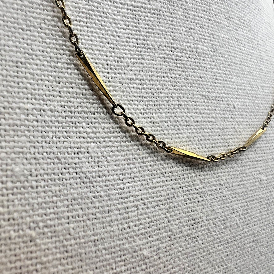 Vintage Monet Gold Tone Bar Link Chain Necklace 15” Signed Layer Miniamalist
