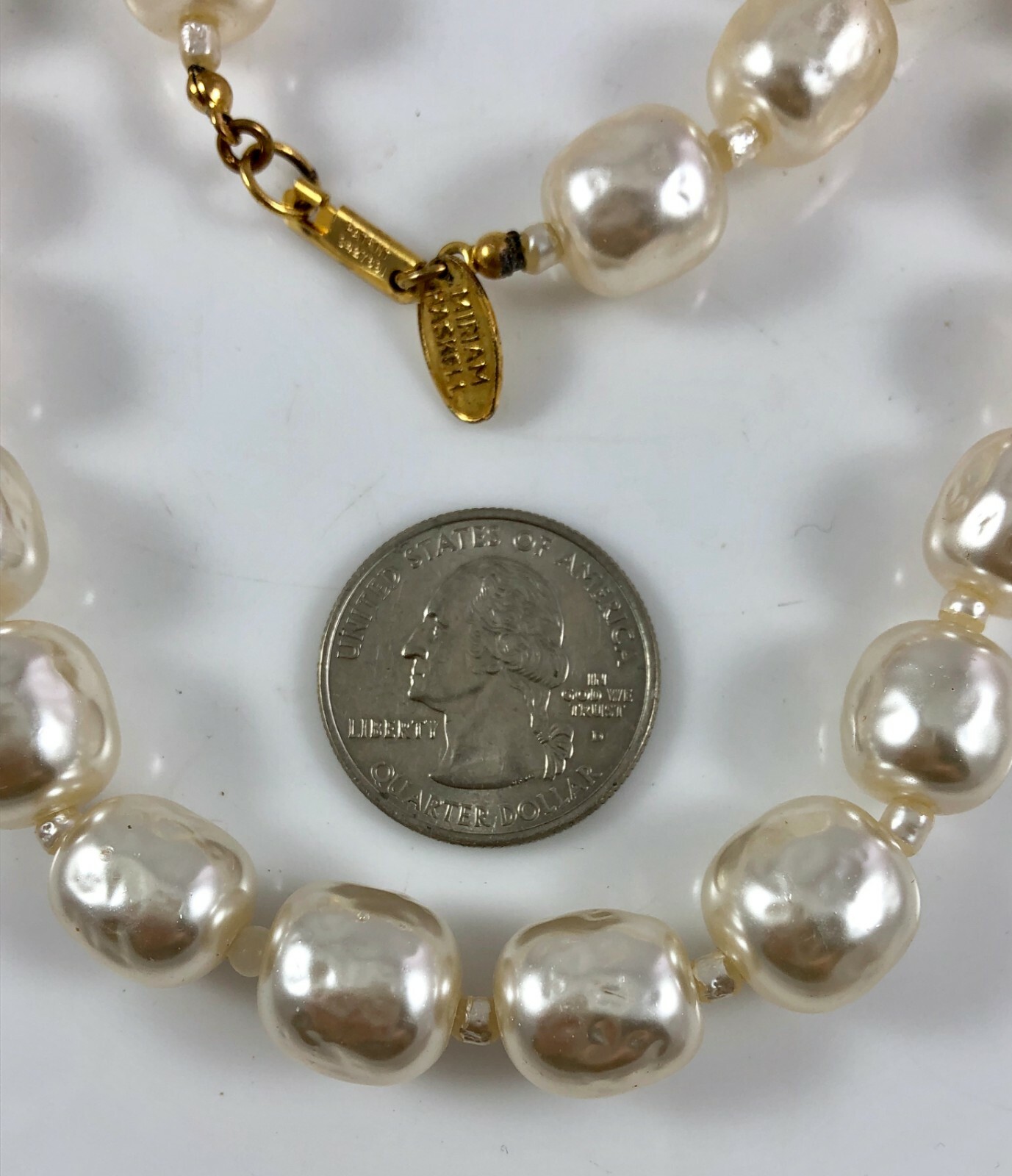 Vintage Miriam Haskell Large Size Heavy Baroque Pearl Single Strand Necklace
