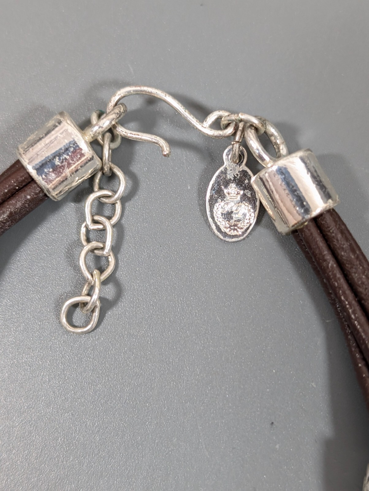 Premier Designs Brown Leather Multi Cord Silver Tone Bracelet Boho Western 8 in