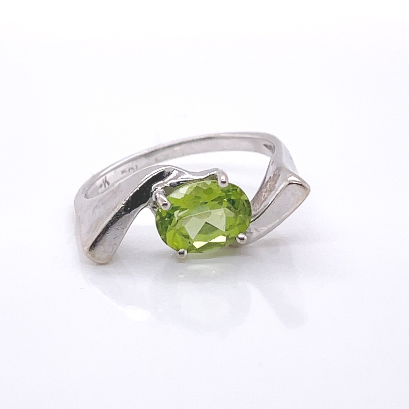 14 Karat White Modernist Designer Gold & Citrine Ring – 14k gemstone VR