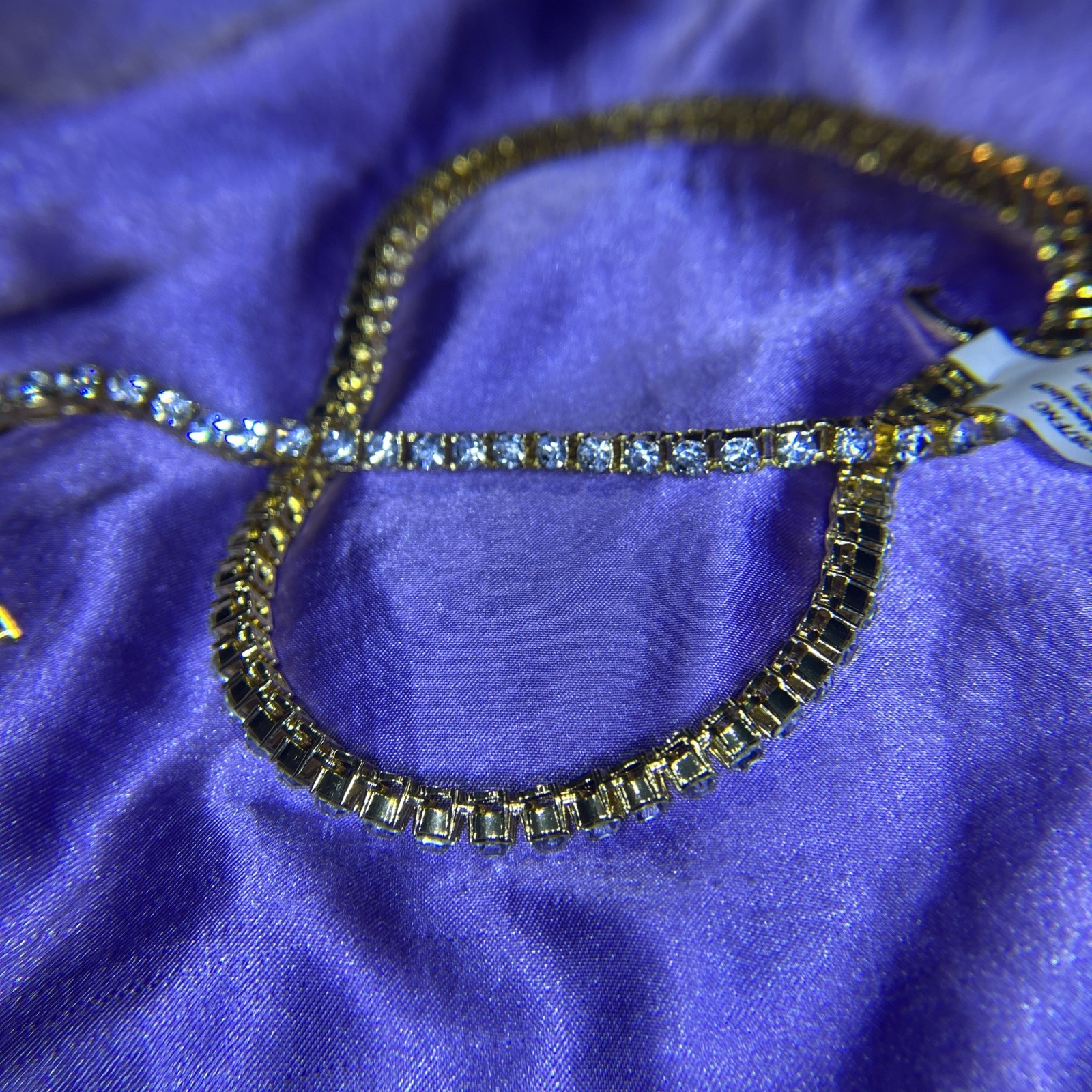 Tennis Necklace Gold Tone CZ 5MM 22 Inches Golden Elegance ￼