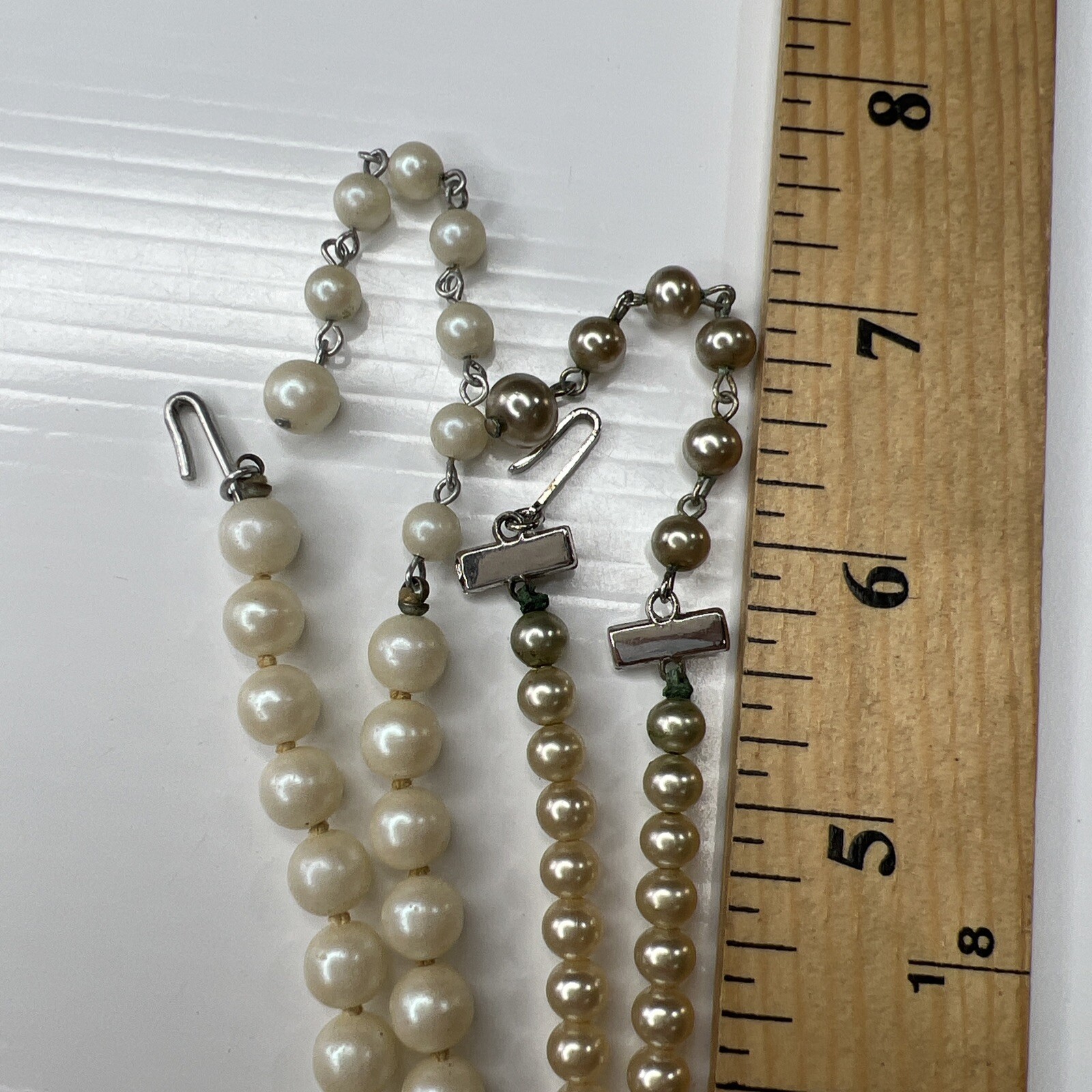 H3.26 Lot Silver Hook Clasp Choker 60s Glam Deco Vintage Flapper necklace 14”