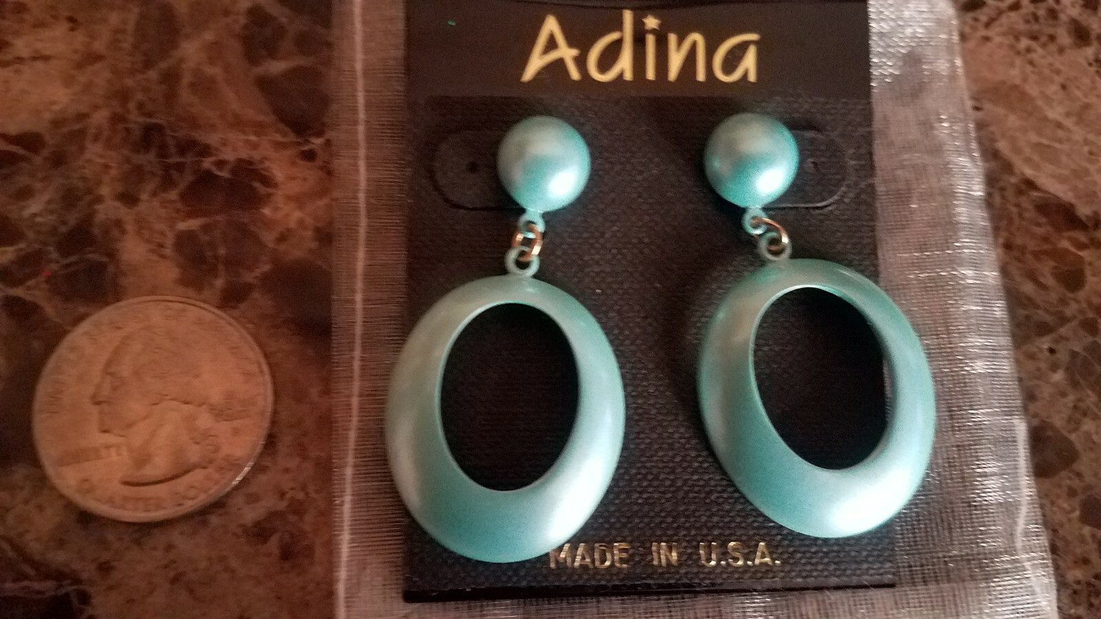 Ladies Vintage, Light Teal Blue, Dangle Earrings! VERY GOOD condition! UNIQUE!