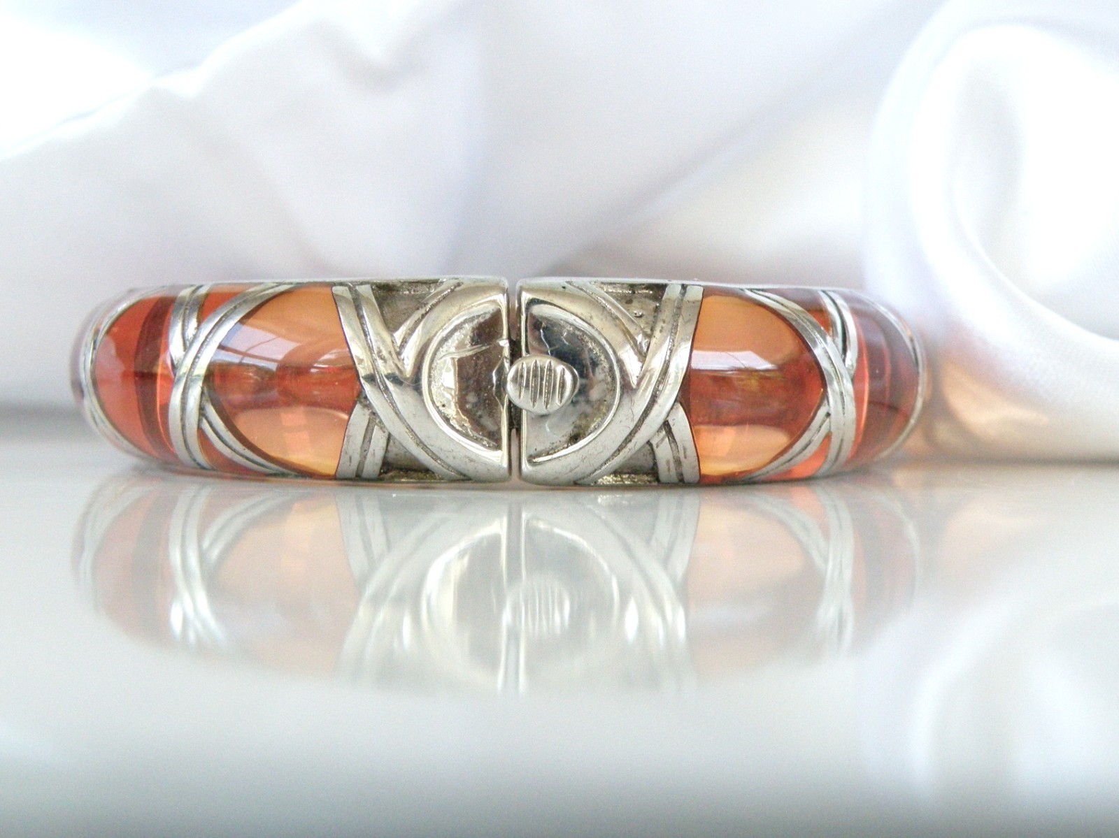Angelique de Paris Sterling Silver Bamboo Thick Hinged Bracelet 7.5″