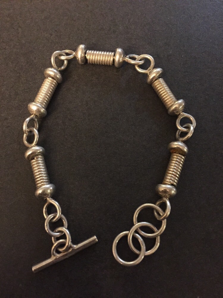 Vintage Sterling Silver Wire Wrapped Link Modernist Bracelet