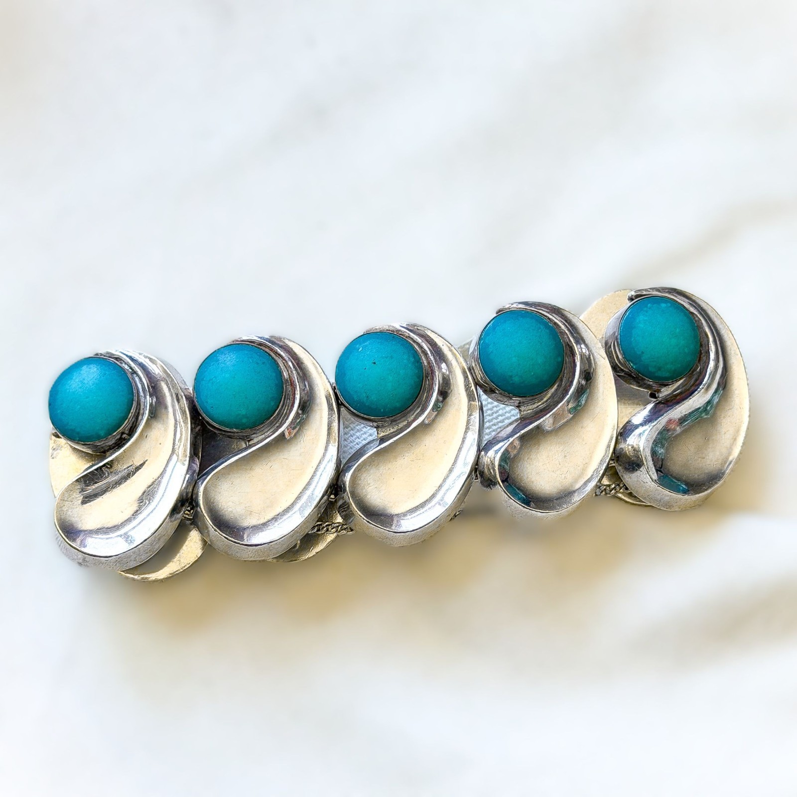 RARE Vintage Antonio Pineda & Los Castillo Sterling Silver Taxco Bracelet 127G