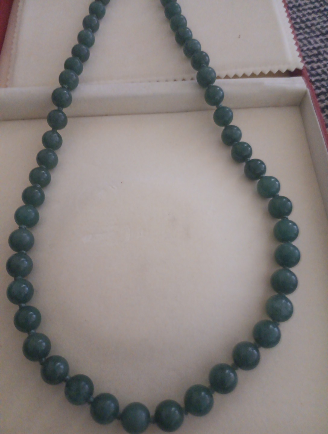 Chinese Export Imperial Jade Necklace Silver Clasp 8-9mm HKnotted 100 GRAMS 30in