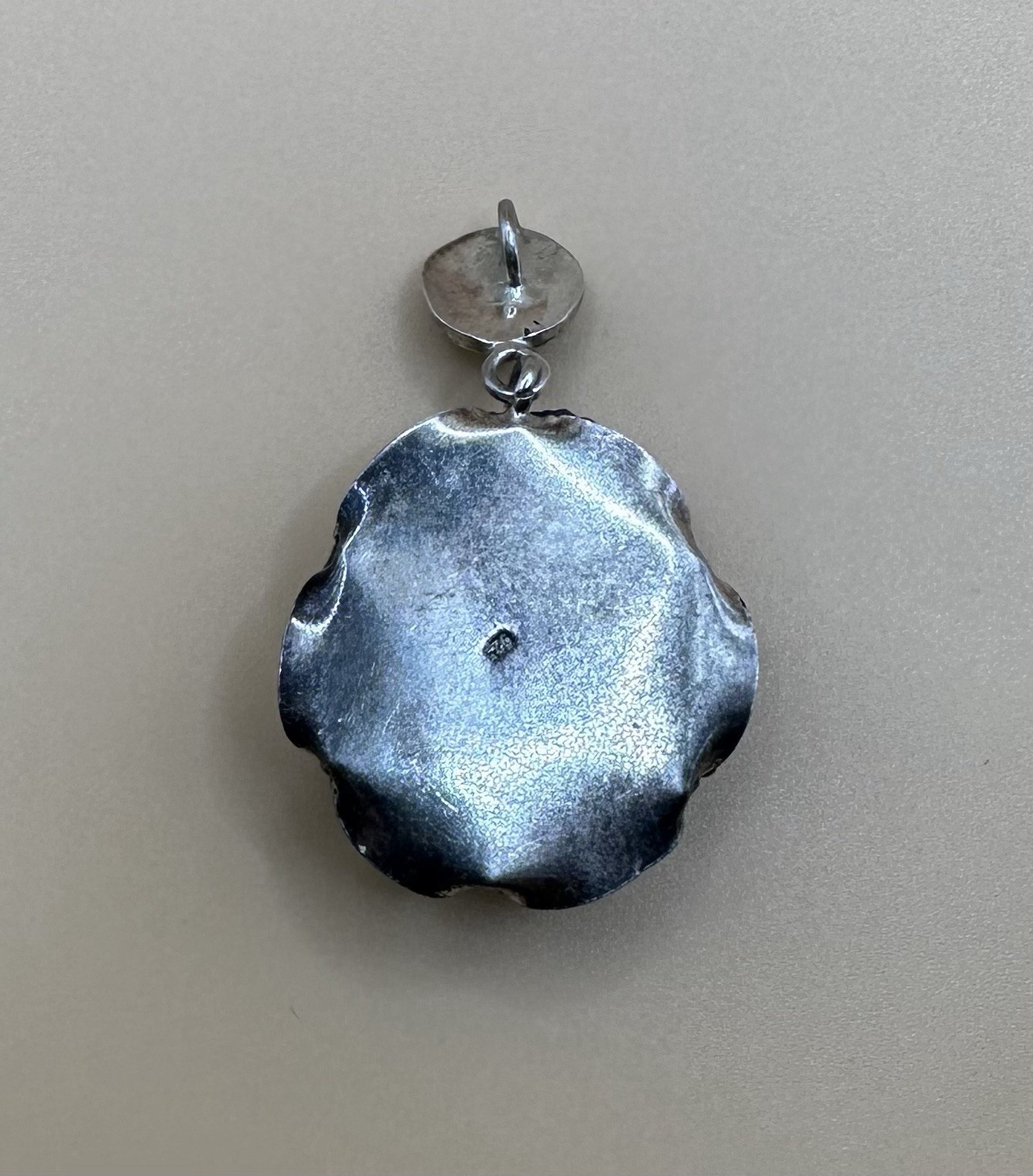 Vintage 925 Sterling Silver Druzy Amethyst Marcasite & Clear Stone Pendant