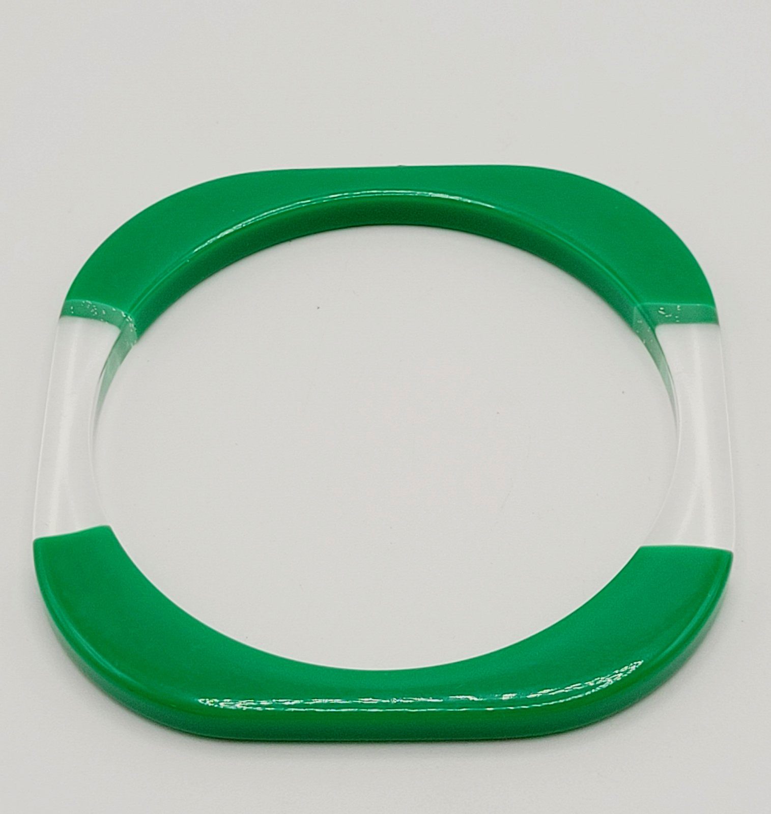 Green and Clear Lucite Bangle Bracelet Unique Retro Style Vintage 1980s