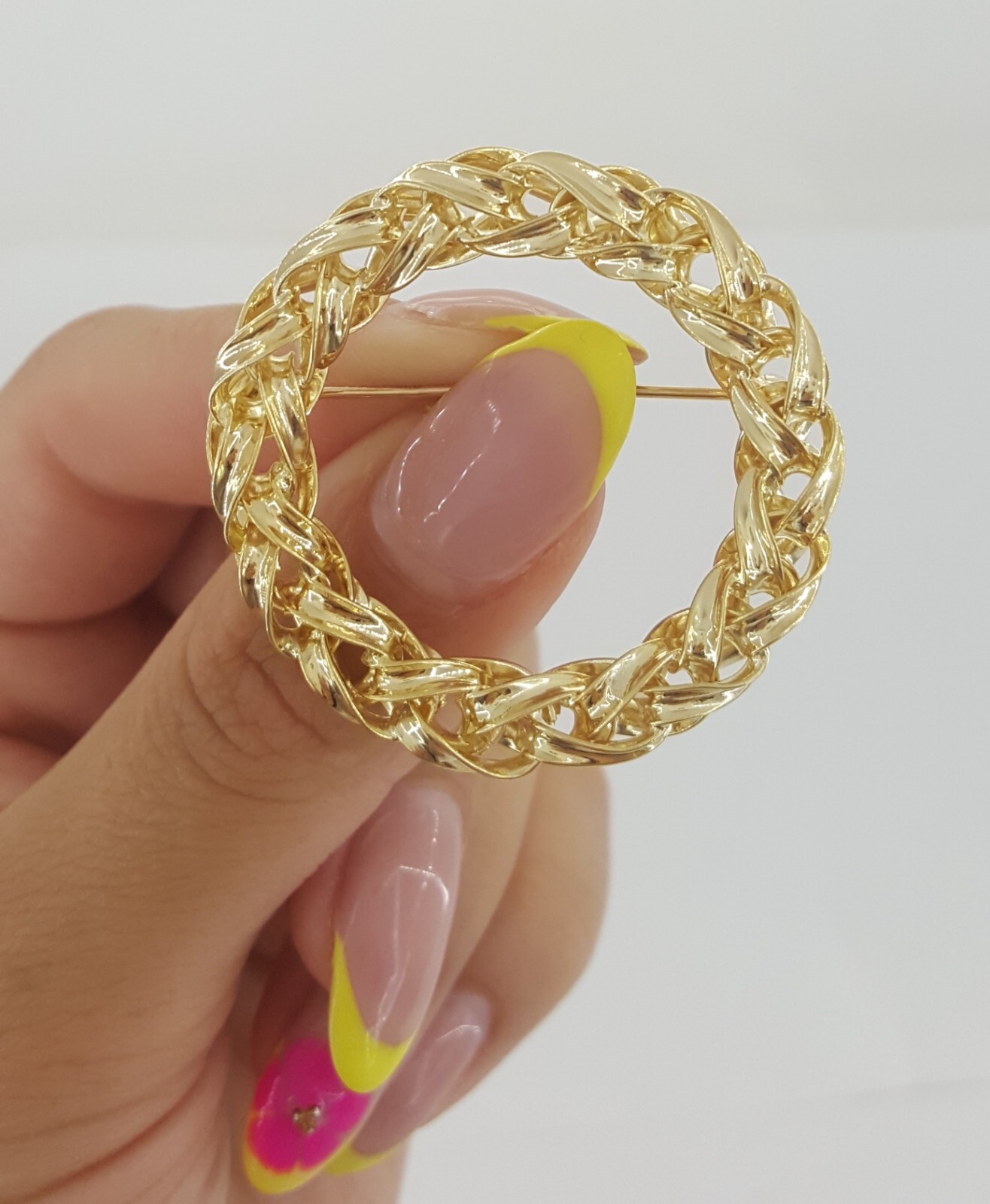 Tiffany & Co Vintage Circle Brooch Pin 14K Yellow Gold 12.8g 1.53″ 1970’s