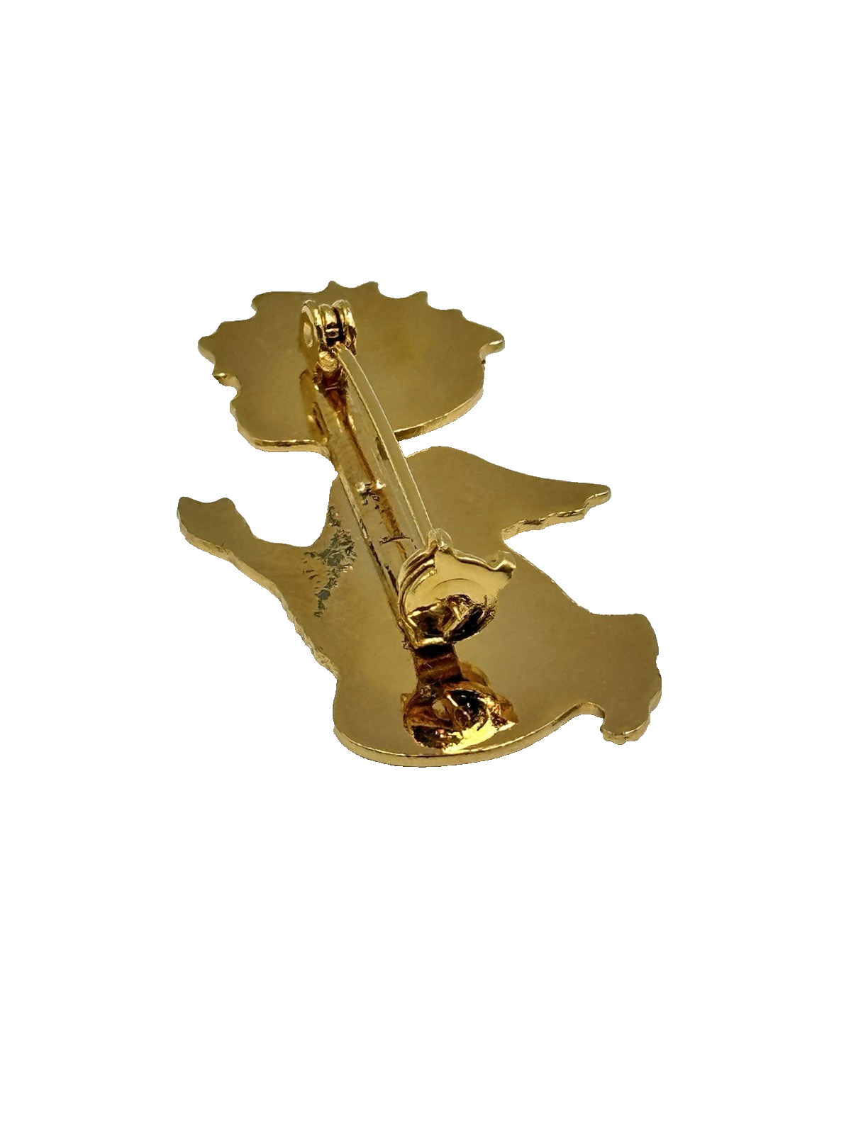 Gold Tone Praying Angel May Emerald Birthstone Rhinestone Halo Brooch Pin