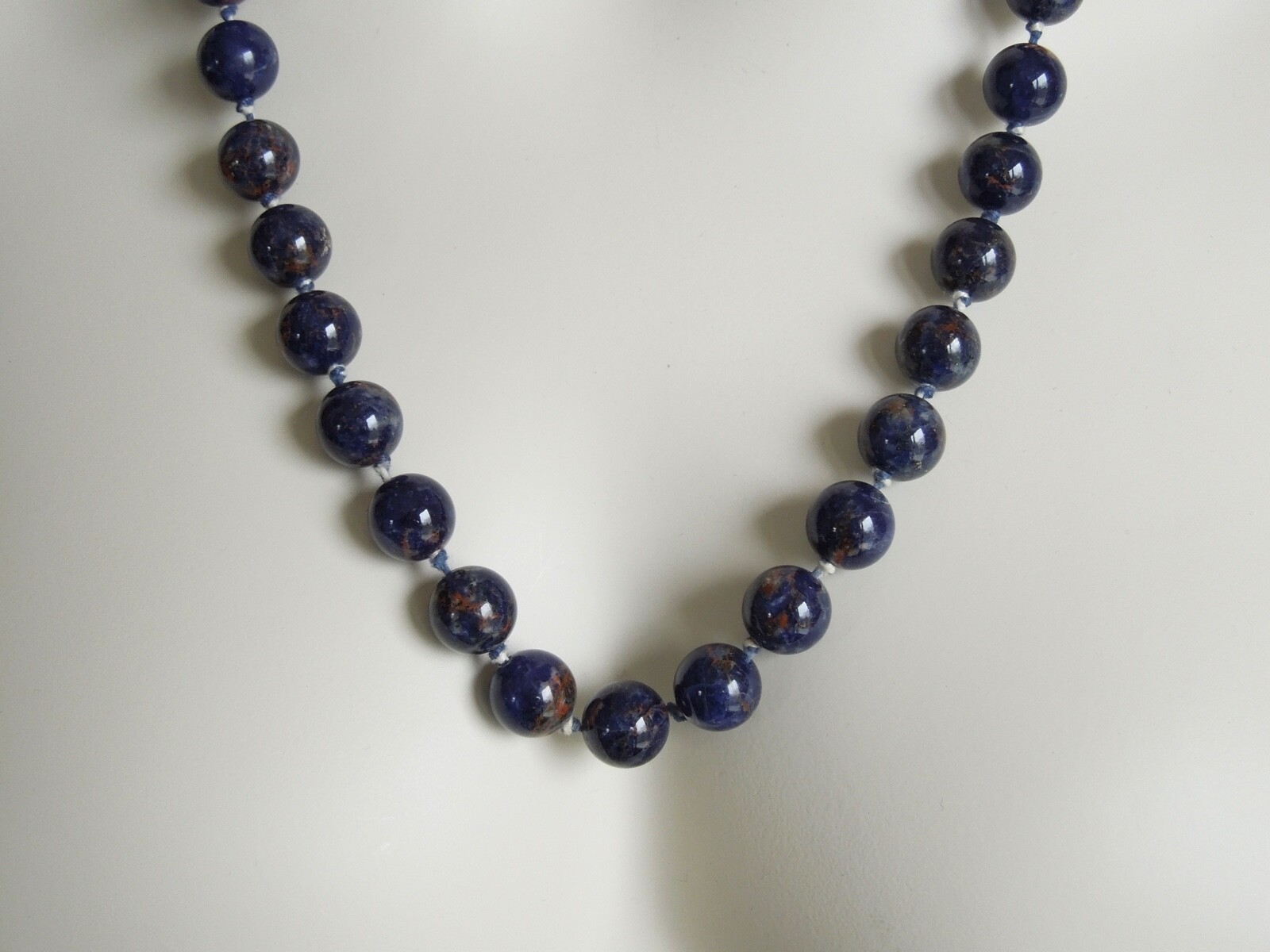 Massive Sodalite Jasper Ball Chain Individual Knotted 3.3oz/25 13/16in / Ø 0 1/