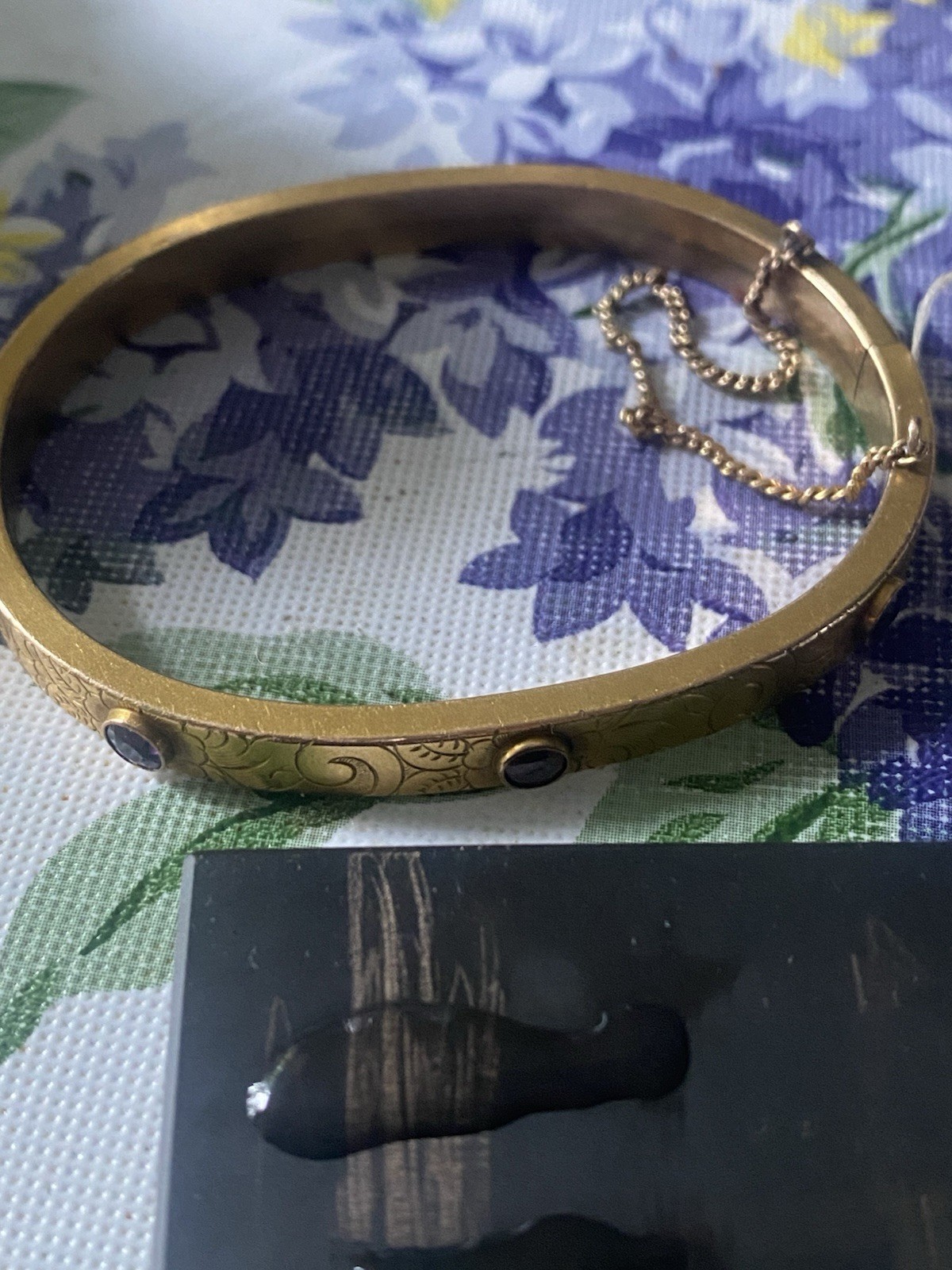 Antique Victorian 10k And Gold Plated Amethyst Color Stones Bracelet