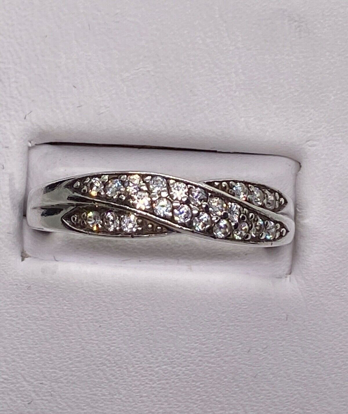 Beautiful Sterling Silver & CZ Anniversary Band, Right Hand Ring Size 8.75