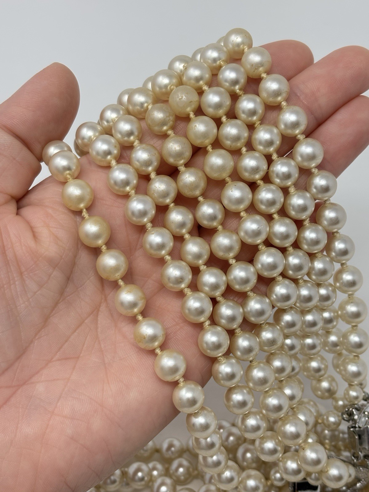 Vintage 60’s Valjean Cascading Pearl Fringe Collar Necklace Statement Piece