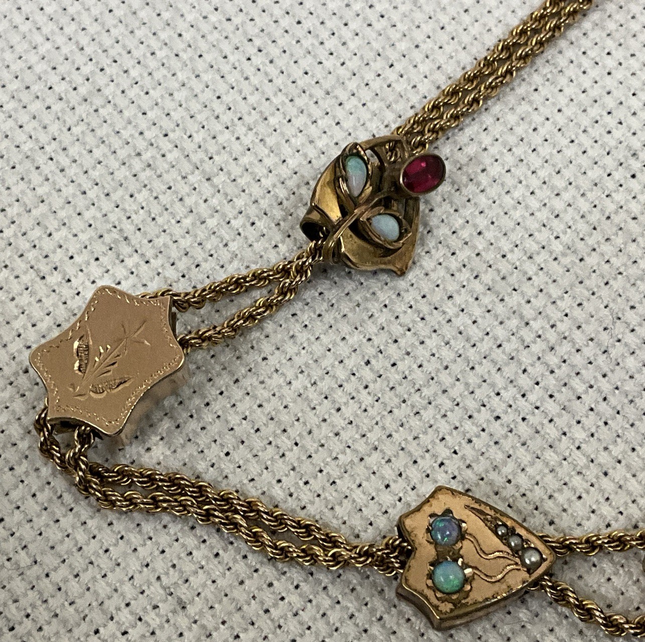 Fabulous Antique 8 Slides Victorian Gold Filled Watch Chain Necklace