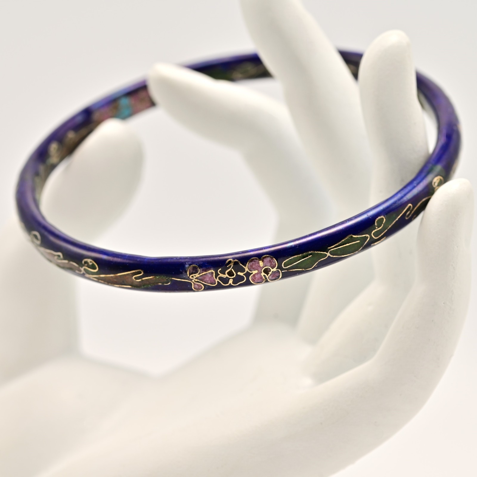 Chinese Vintage Original Enamel Cloisonne Asian Champleve Estate Bangle Bracelet