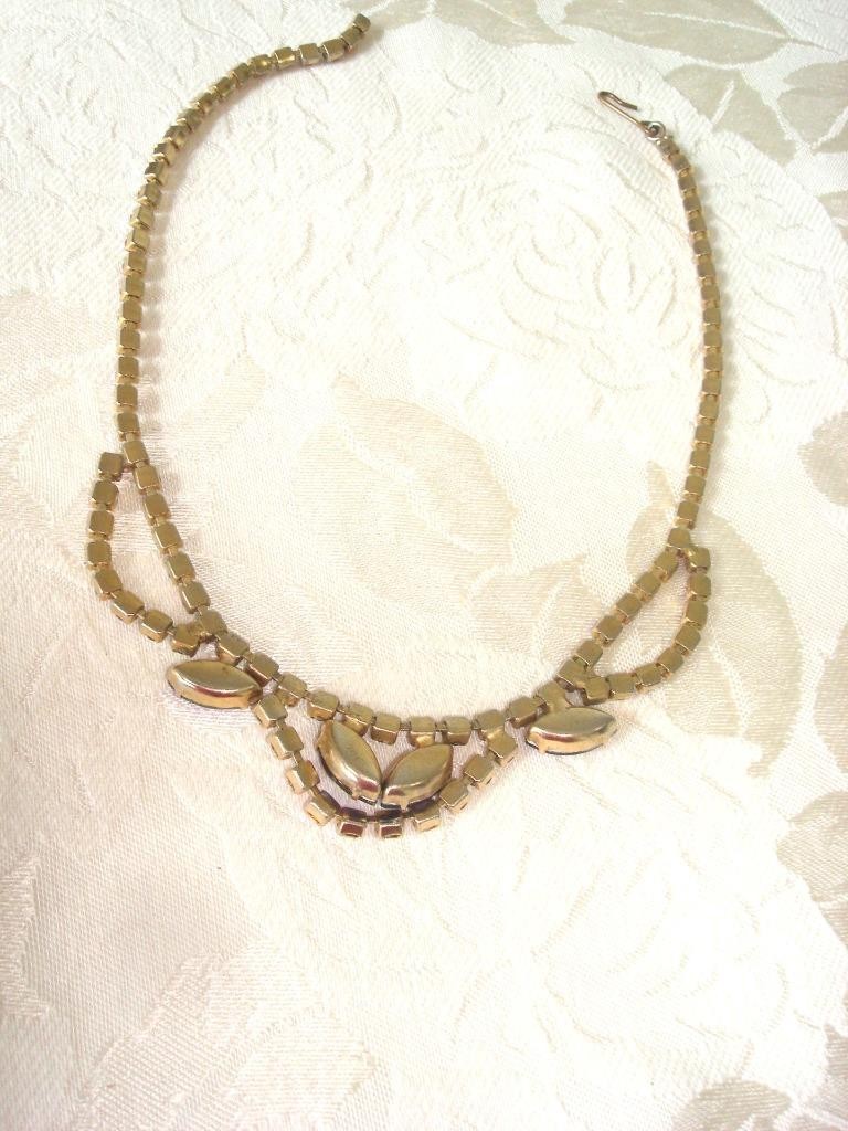 Vintage Choker Necklace Amber AB and Iridescent Rhinestones 15 1/4 in. KJ