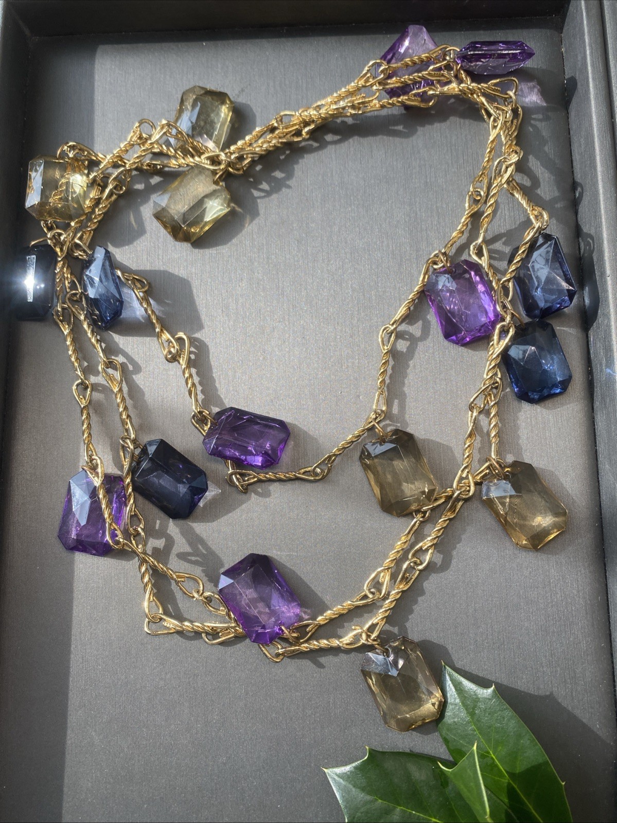 Vintage Necklace Estate Jewelry Multi-color Lucite Fringe 60” Layered X-long