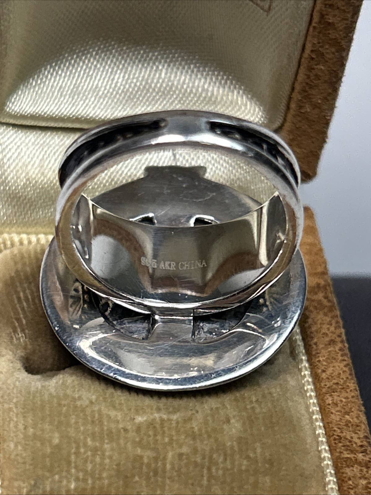 AKR Amy Kahn Russell Sterling Silver Czech Glass Dragonfly Round Cocktail Ring