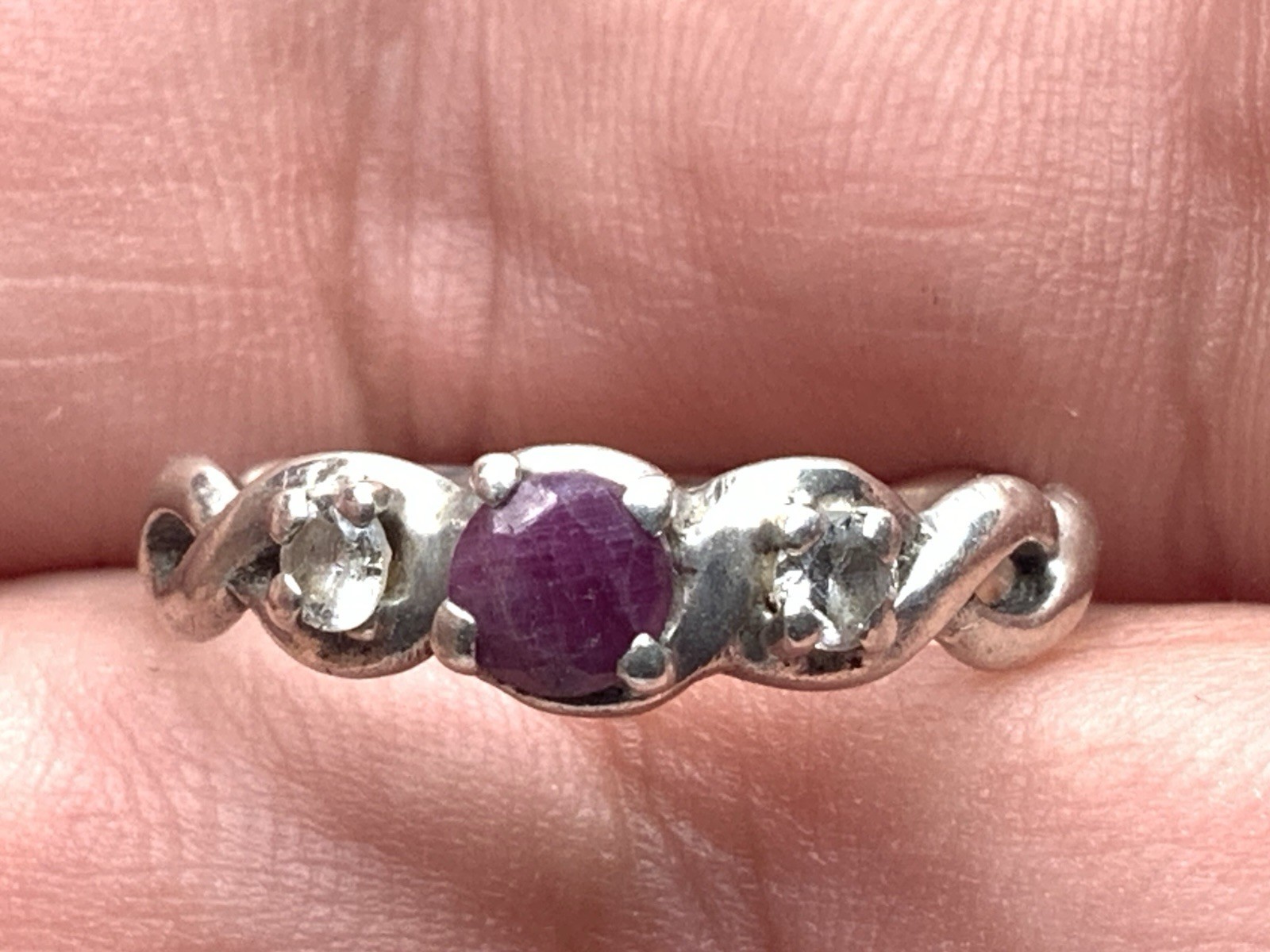 Designer 925 Sterling Silver Ruby Sapphire Accents Ladies Band Ring ~ Sz 6.25