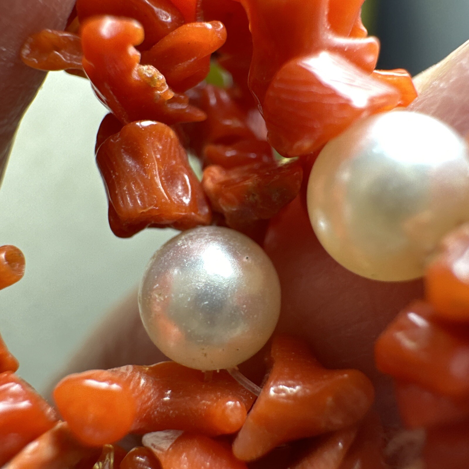 Vintage 24 Inch Genuine Coral And Pearl Necklace