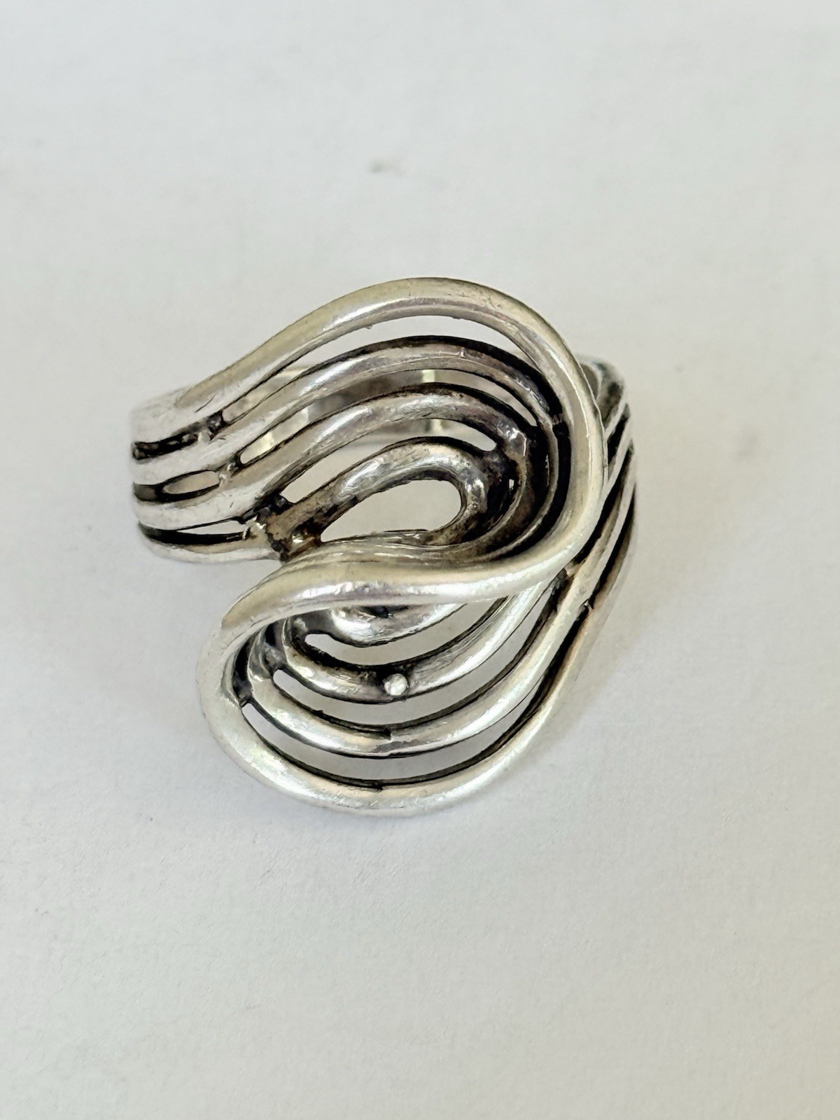 Vintage Signed Otto Robert Bade ORB Modernist Sterling Silver Ring Size 8