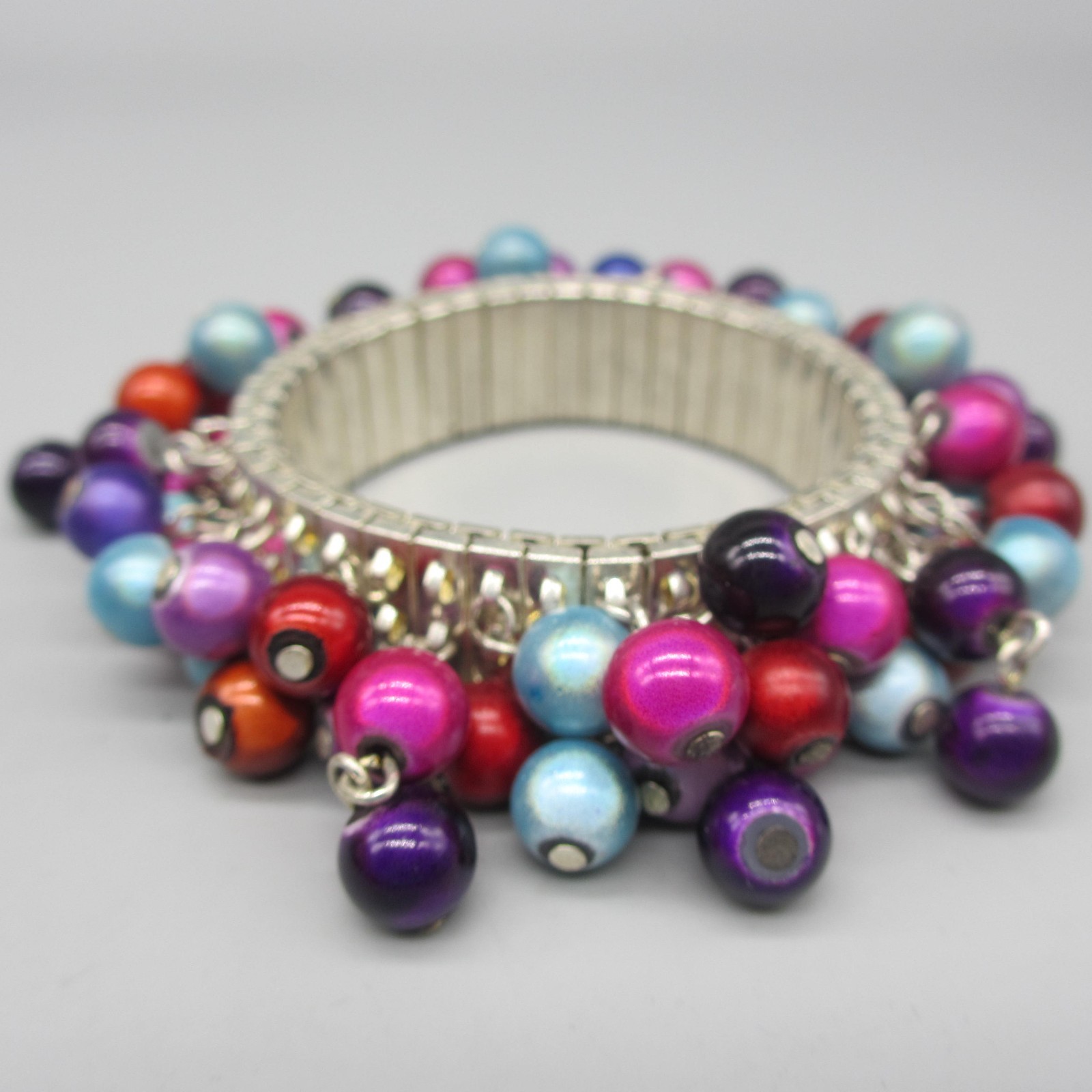 Vintage Cha Cha Expansion Bracelet Beads Red Purple Pink Blue