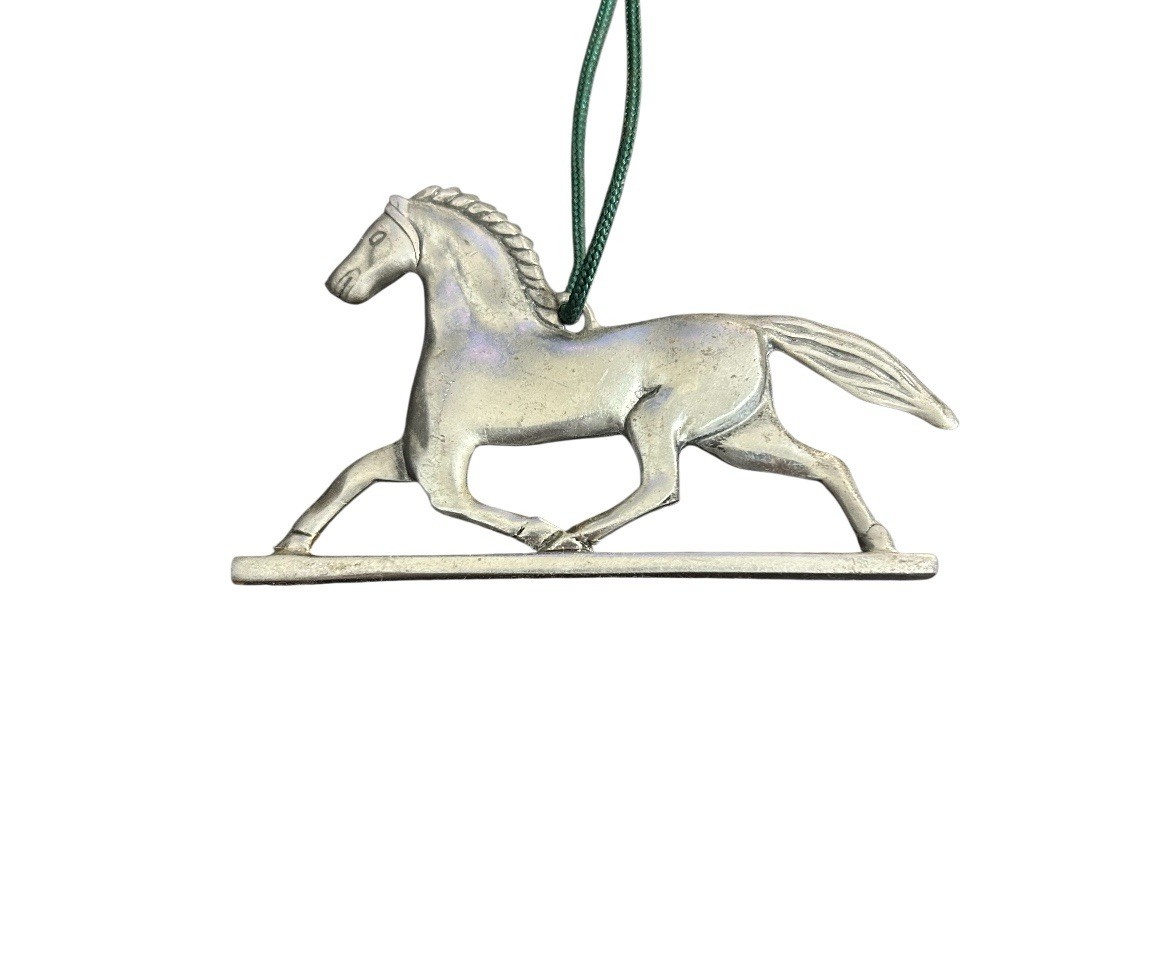 Reed And Barton Pewter Running Horse Ornament AARFAC Stamp Folk Art Weathervane