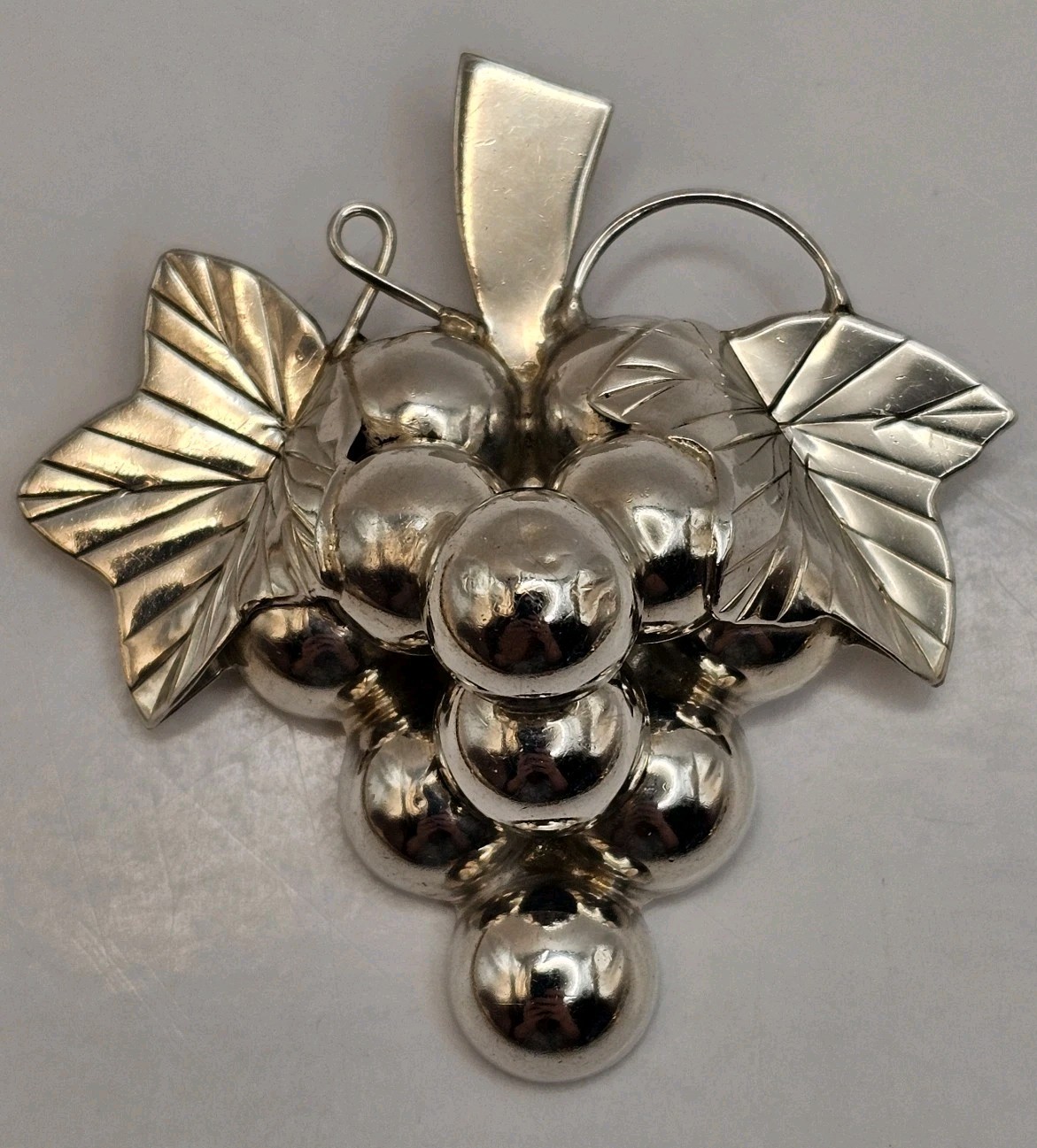 Vintage Mexico Sterling Silver 925 Large Bunch of Grapes Pin Brooch 22g
