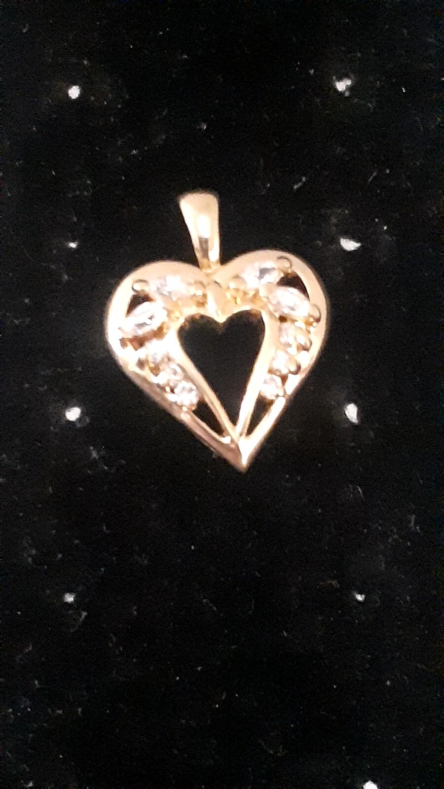 Round & Marquise cut Clear Stone gold Tone Heart pendant
