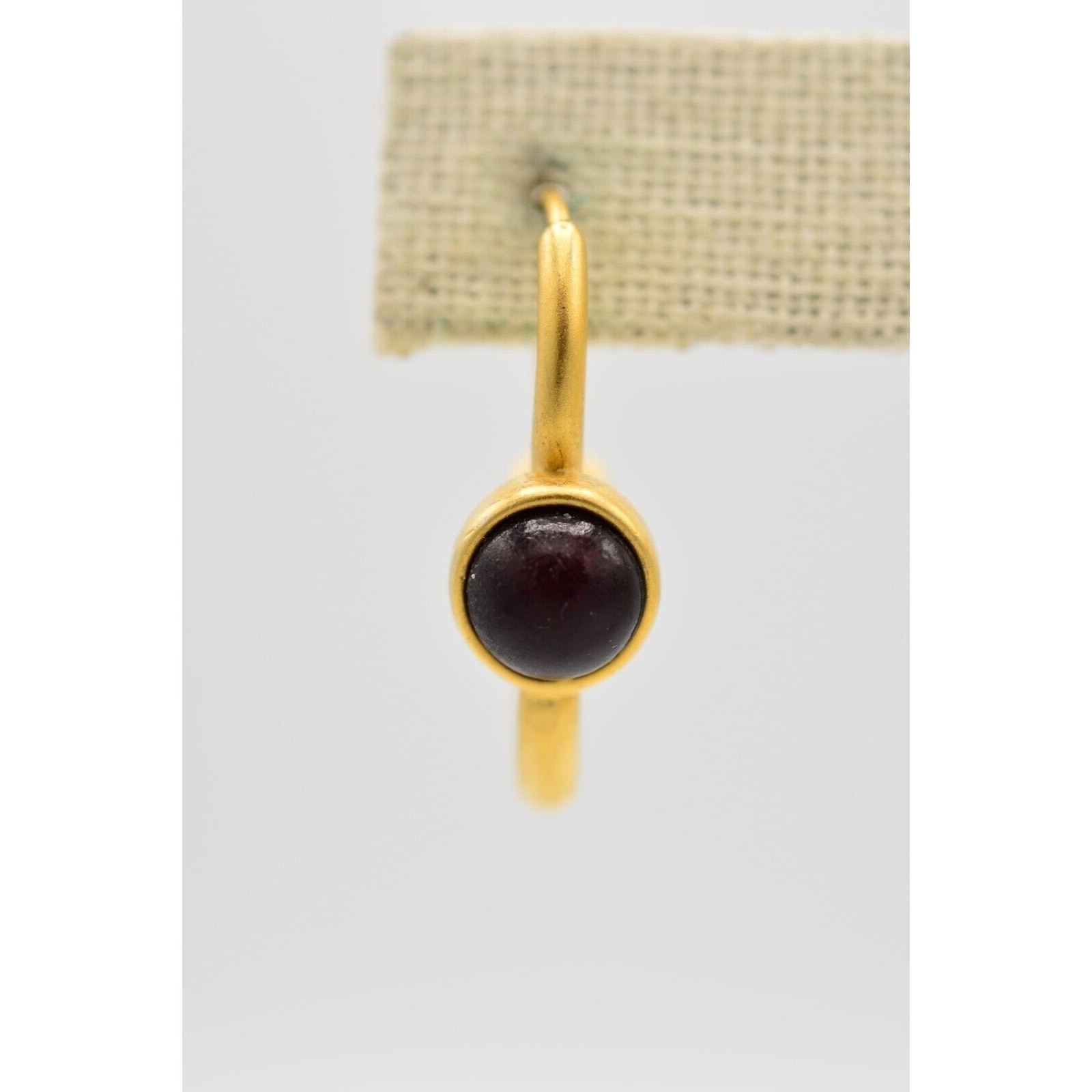 Vintage Cabochon Drop Dangle Earrings Deep Blood Red Brushed Gold 1990s BinAK