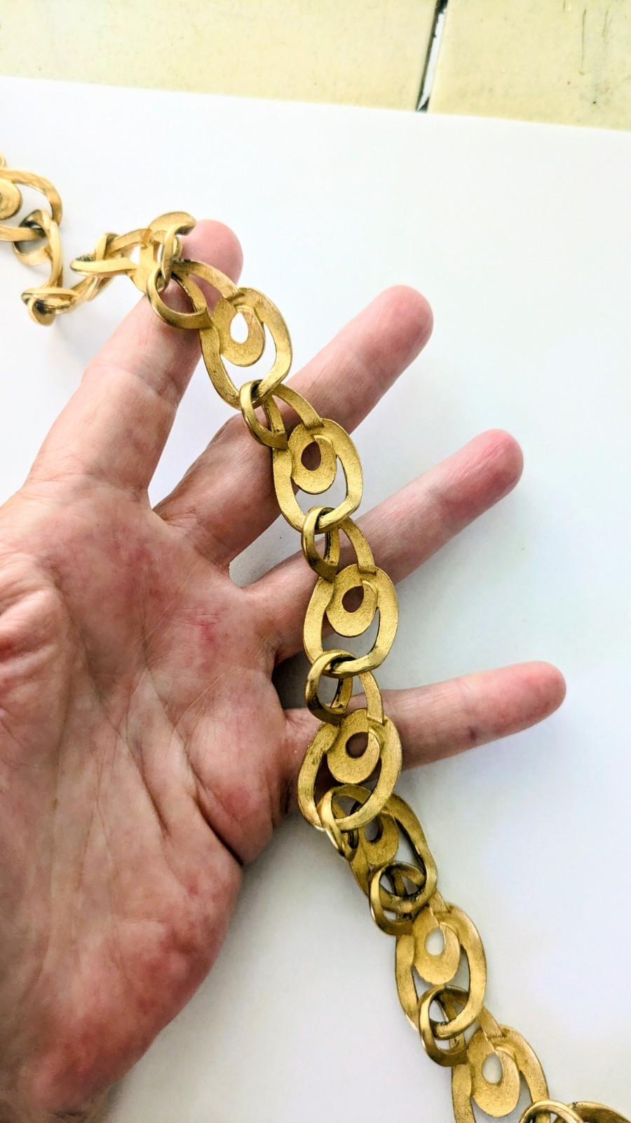 ERWIN PEARL Signed Designer Hammered Matte Gold Plate Swirl Choker Necklace 16″